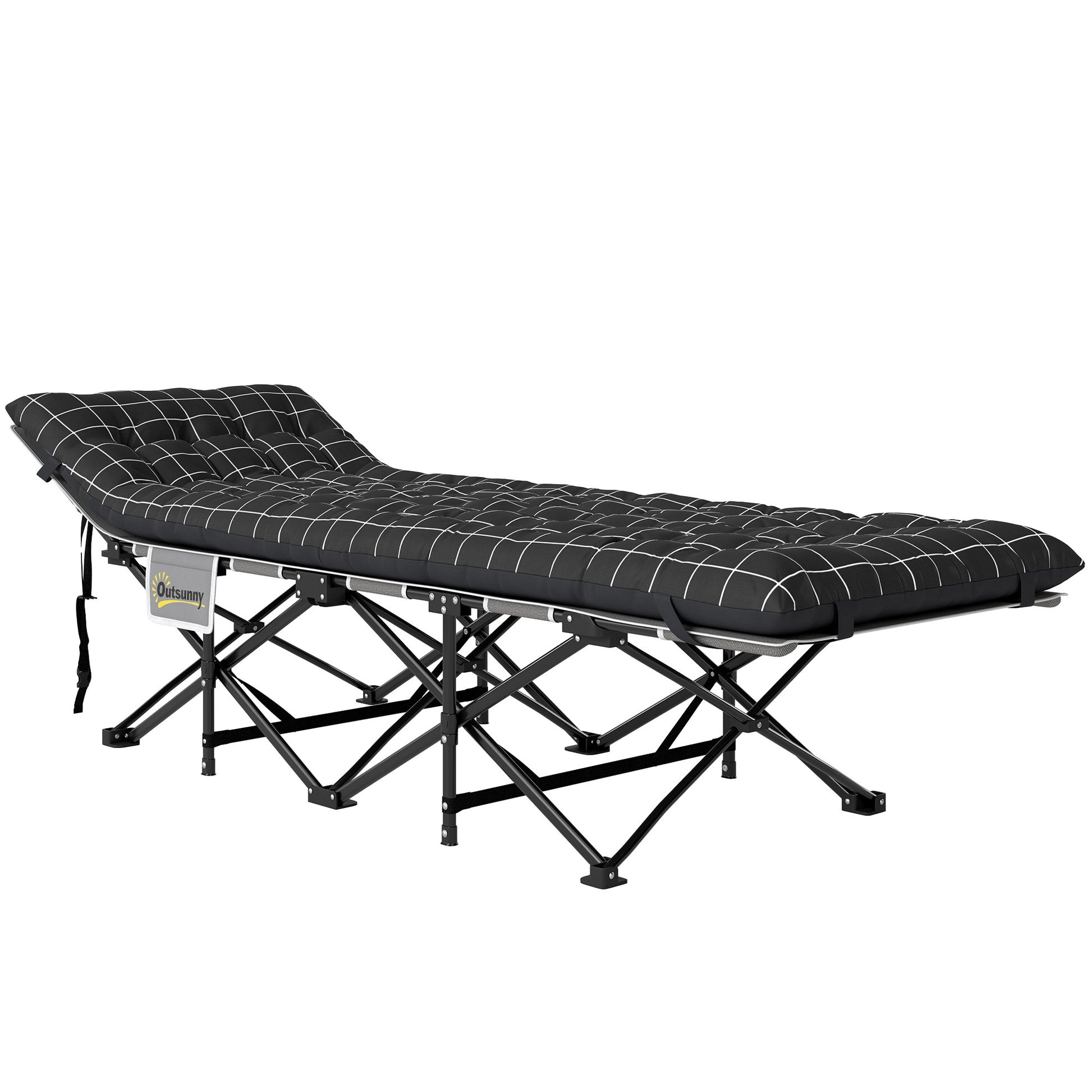 Folding Camp Bed with Mattress Carry Bag 190 x 67 x 37 cm Guest Bed up to 150 kg Camp Bed for Adults Folding Bed for Indoor, Outdoor, Garden Camping Travel Black
