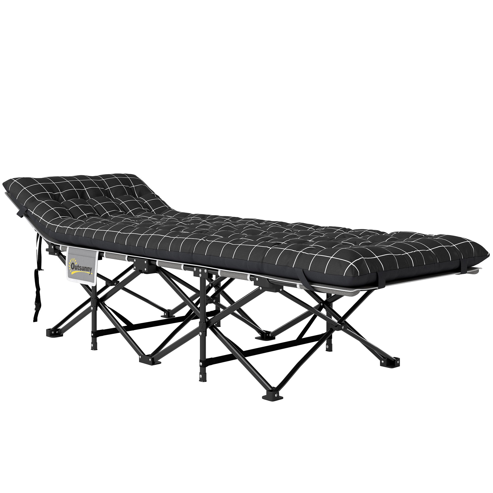 Folding Camp Bed with Mattress Carry Bag 190 x 67 x 37 cm Guest Bed up to 150 kg Camp Bed for Adults Folding Bed for Indoor, Outdoor, Garden Camping Travel Black