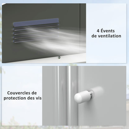 Metal Garden Shed 1.8 m², Metal Tool Shed, 194 x 110 x 184 cm, Large Outdoor Storage Space with Sliding Doors and 4 Vents, Dark Gray