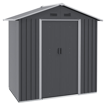 Metal Garden Shed 1.8 m², Metal Tool Shed, 194 x 110 x 184 cm, Large Outdoor Storage Space with Sliding Doors and 4 Vents, Dark Gray