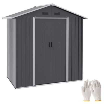 Metal Garden Shed 1.8 m², Metal Tool Shed, 194 x 110 x 184 cm, Large Outdoor Storage Space with Sliding Doors and 4 Vents, Dark Gray