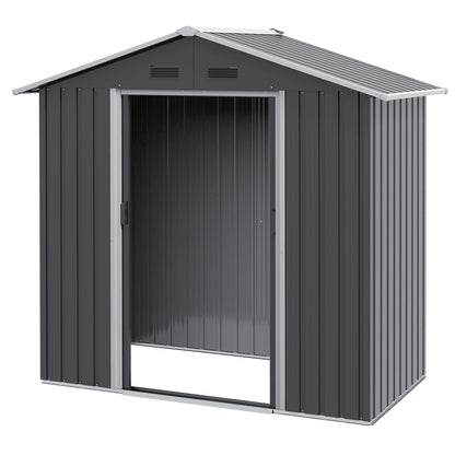 Metal Garden Shed 1.8 m², Metal Tool Shed, 194 x 110 x 184 cm, Large Outdoor Storage Space with Sliding Doors and 4 Vents, Dark Gray
