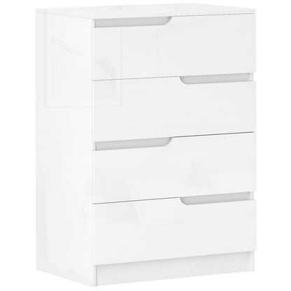 Chest of Drawers Side Cabinet with 4 Drawers, Dresser for Living Room, Bedroom, High Gloss White 60 x 40 x 85cm
