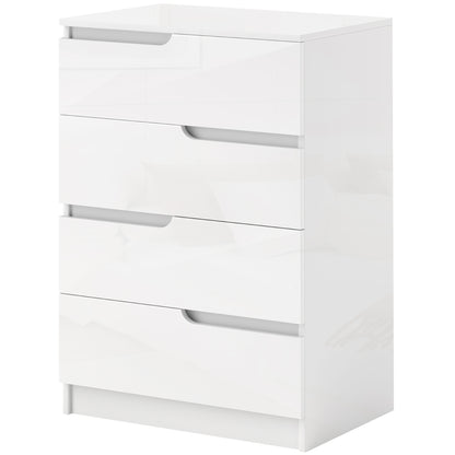 Chest of Drawers Side Cabinet with 4 Drawers, Dresser for Living Room, Bedroom, High Gloss White 60 x 40 x 85cm