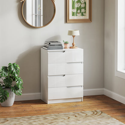 Chest of Drawers Side Cabinet with 4 Drawers, Dresser for Living Room, Bedroom, High Gloss White 60 x 40 x 85cm