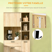 Kitchen Buffet Kitchen Cabinet with Multi-Storage, 1 Drawer, 3 Cupboards, 4 Shelves, and Cable Management Hole 166 cm Height