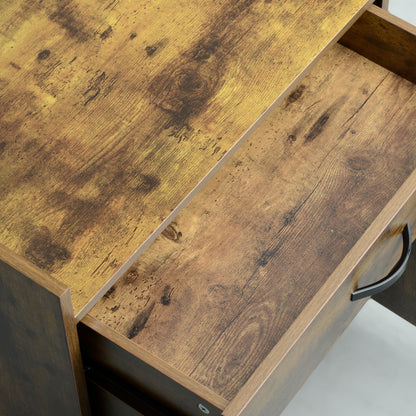 Microwave Kitchen Cart with Drawer and Cabinet, Kitchen Island in Wood with 4 Wheels and Adjustable Shelf, 60x40x77 cm, Rustic Brown