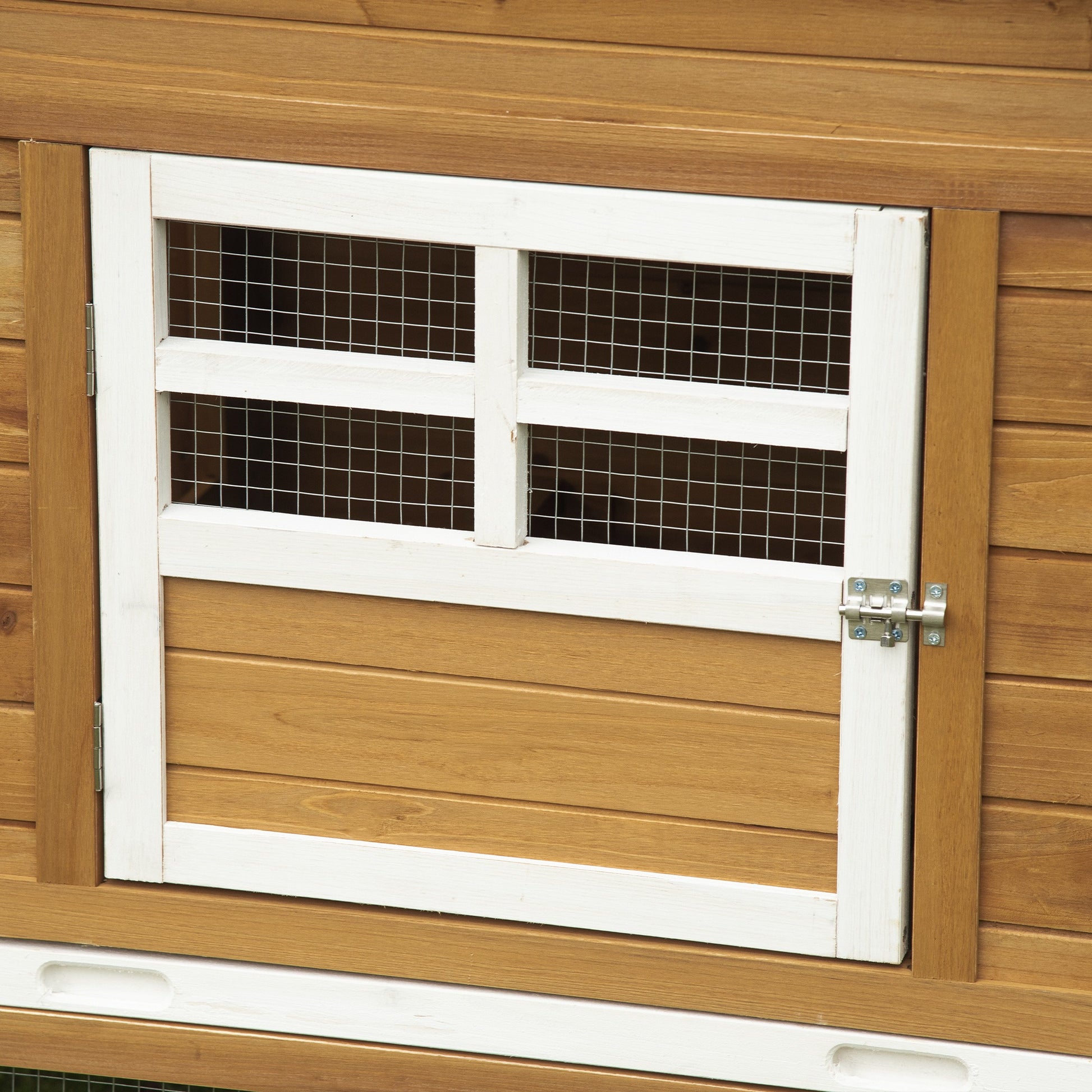 Wooden Chicken Coop Outdoor Cage for 2-4 Hens with Wire Enclosure Asphalt Roofs Removable Tray and Ramp 200x80x105 cm Brown