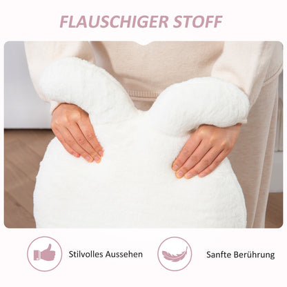 Office Chair Desk Chair with Bunny Ears, Height Adjustable Cosmetics Chair with Velvet Look, Armless Swivel Chair Makeup Chair for Bedroom, White