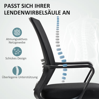 Office Chair, Ergonomic Drafting Chair, Height Adjustable Computer Chair with Armrest, Lumbar Support, Desk Chair with Foot Ring, Swivel Chair for Office, Living Room, Mesh, Black