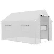 Outdoor Greenhouse 2x3x2 m Tunnel Greenhouse with 4 Mesh Windows and Zipper Door Anti-UV Greenhouse for Patio Garden Terrace White