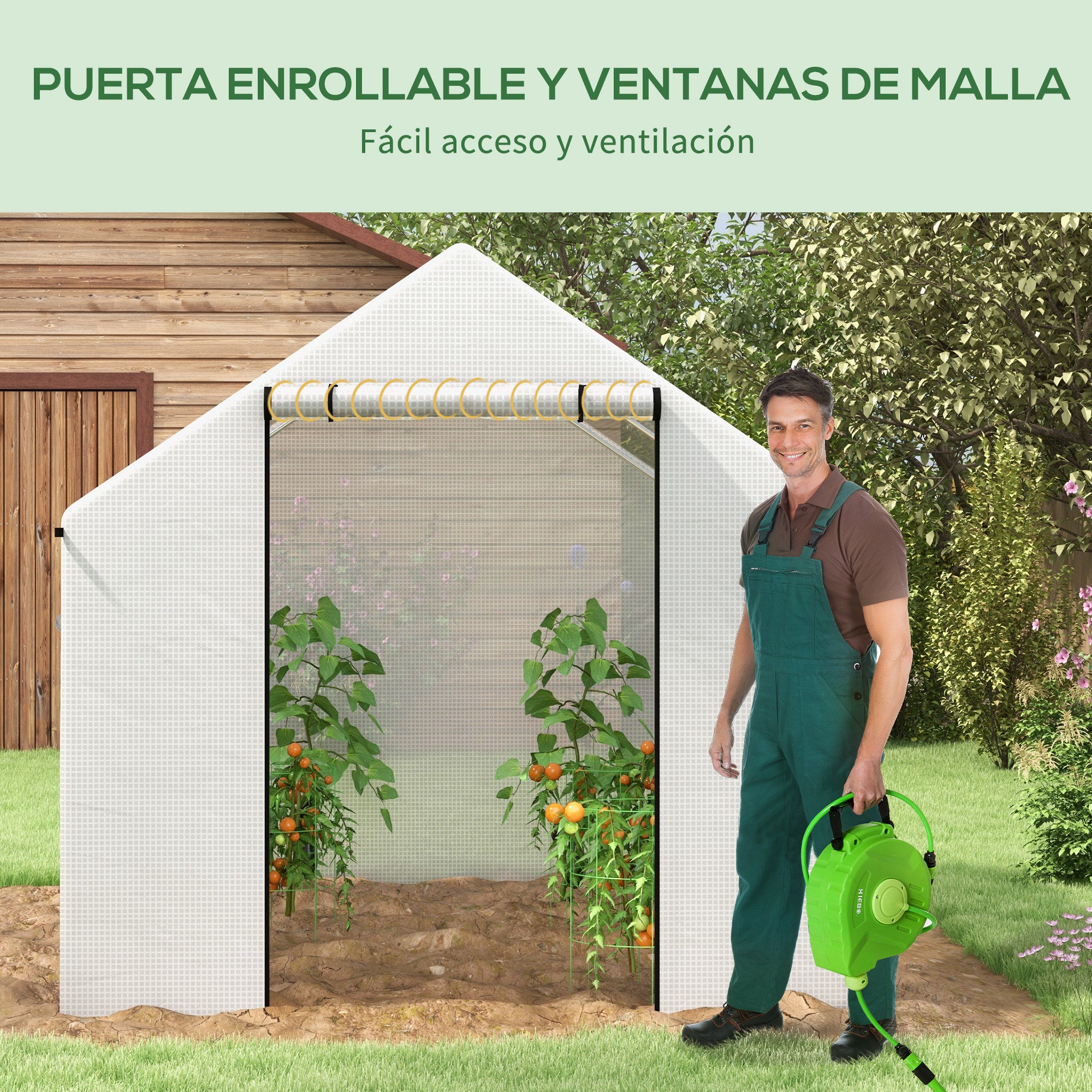 Outdoor Greenhouse 2x3x2 m Tunnel Greenhouse with 4 Mesh Windows and Zipper Door Anti-UV Greenhouse for Patio Garden Terrace White