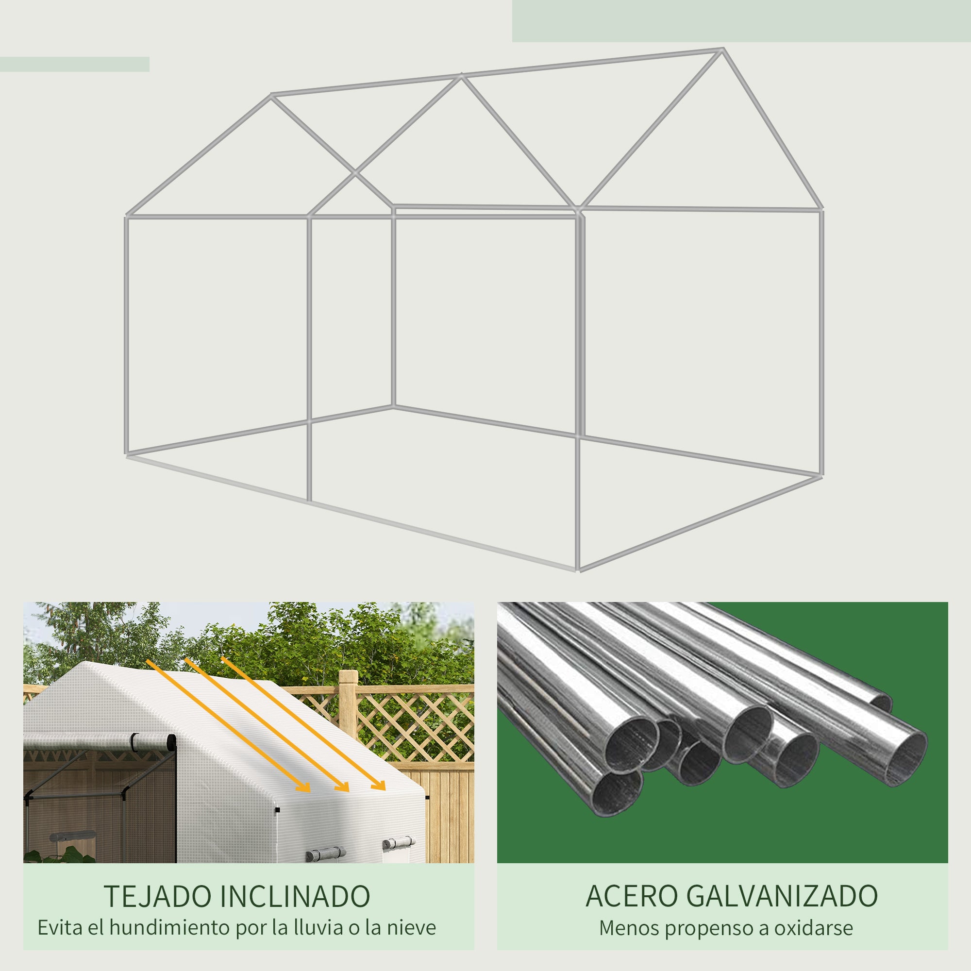 Outdoor Greenhouse 2x3x2 m Tunnel Greenhouse with 4 Mesh Windows and Zipper Door Anti-UV Greenhouse for Patio Garden Terrace White