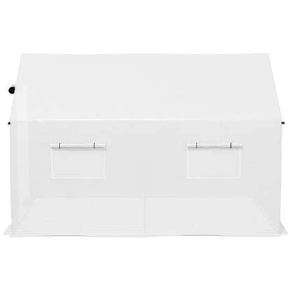 Outdoor Greenhouse 2x3x2 m Tunnel Greenhouse with 4 Mesh Windows and Zipper Door Anti-UV Greenhouse for Patio Garden Terrace White