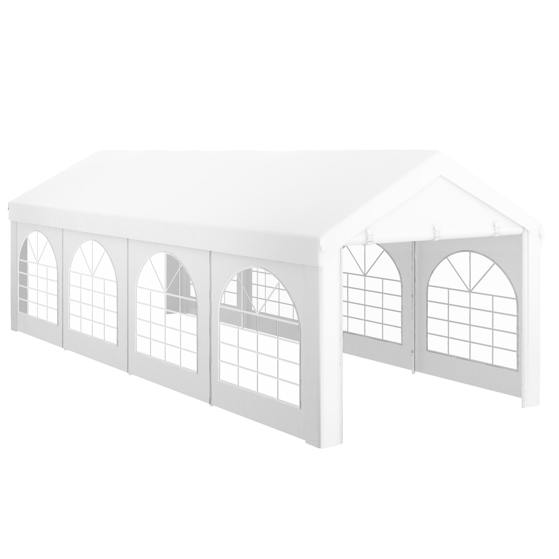 Reception Tent, Gazebo, Marquee 8 x 3 m with 8 Large Windows 2 Doors 24m² Removable Side Walls for Party, Wedding, Event