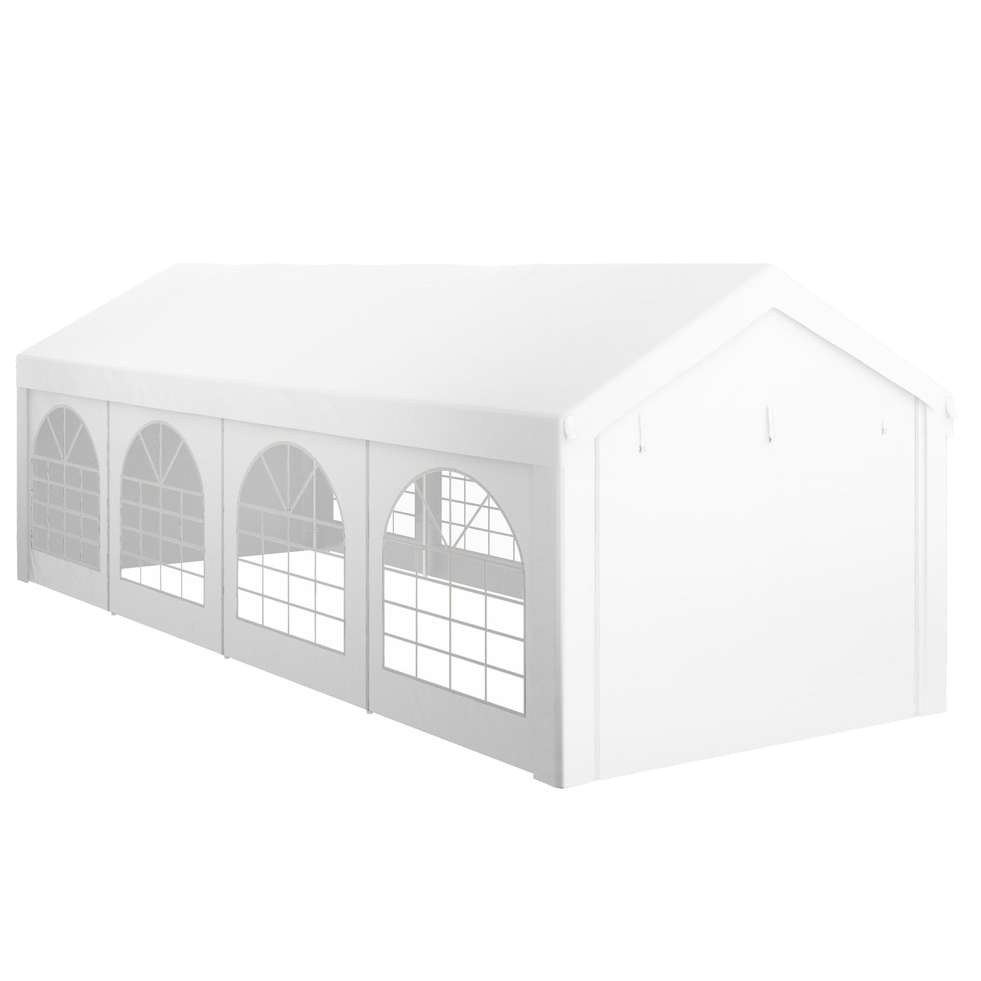 Reception Tent, Gazebo, Marquee 8 x 3 m with 8 Large Windows 2 Doors 24m² Removable Side Walls for Party, Wedding, Event