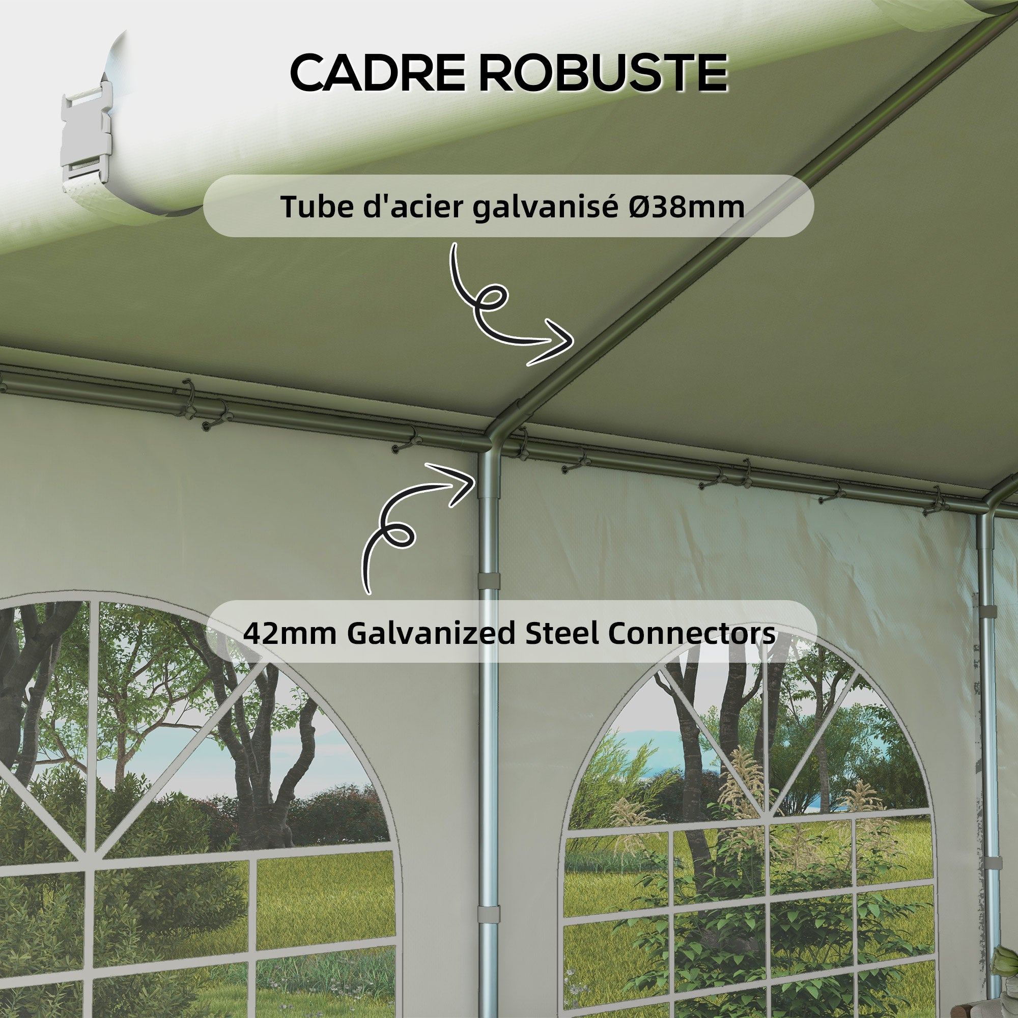 Reception Tent, Gazebo, Marquee 8 x 3 m with 8 Large Windows 2 Doors 24m² Removable Side Walls for Party, Wedding, Event