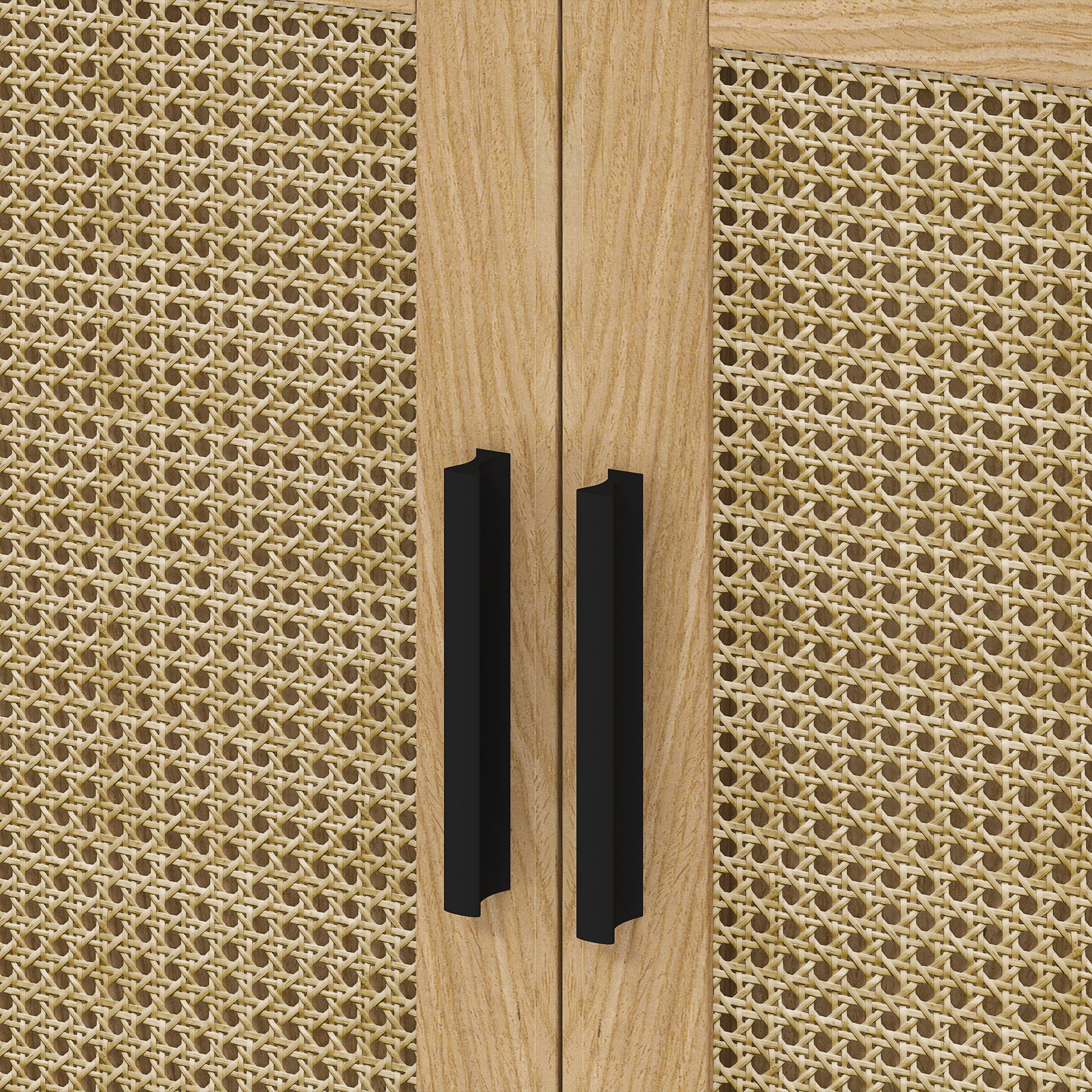 Bathroom Cabinet Vanity Cabinet with Rattan Look, Sink Vanity Cabinet with Tip Protection, Oak, 60 x 39 x 60 cm