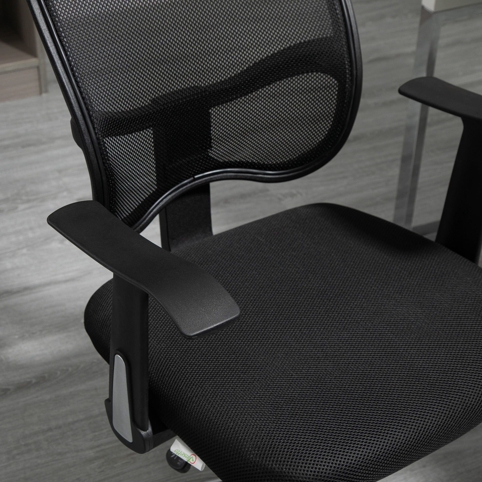 Swivel Office Chair Ergonomic Desk Chair with Adjustable Height Tilt Function Headrest and Lumbar Support 63x62x109-117 cm Black