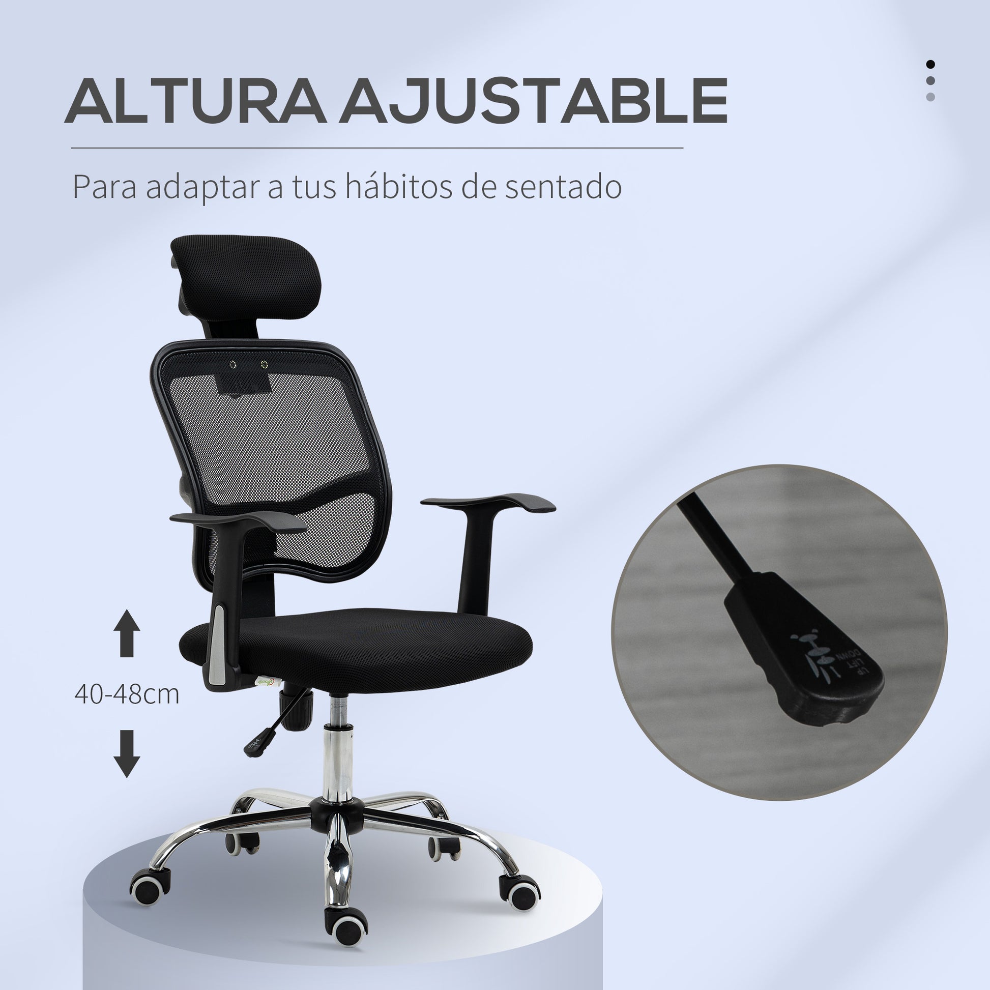 Swivel Office Chair Ergonomic Desk Chair with Adjustable Height Tilt Function Headrest and Lumbar Support 63x62x109-117 cm Black