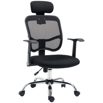 Swivel Office Chair Ergonomic Desk Chair with Adjustable Height Tilt Function Headrest and Lumbar Support 63x62x109-117 cm Black