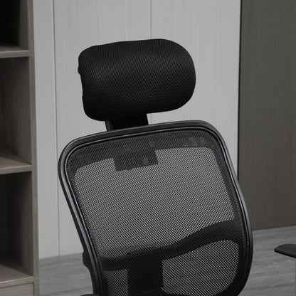Swivel Office Chair Ergonomic Desk Chair with Adjustable Height Tilt Function Headrest and Lumbar Support 63x62x109-117 cm Black