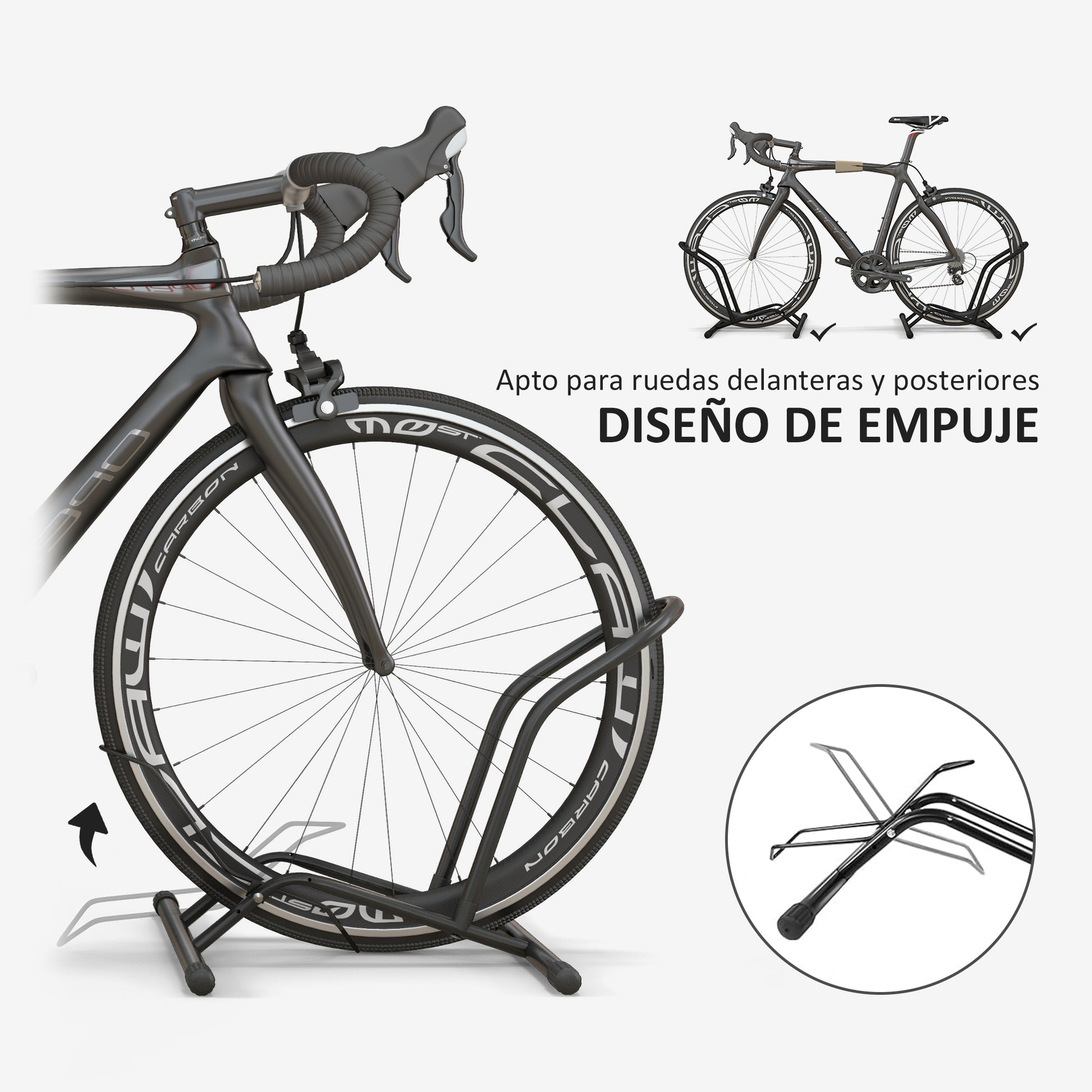 SPORTNOW Bike Parking Rack Steel Bike Stand Floor Bike Rack Portable for Indoor and Outdoor Use 59x41x38 cm Black