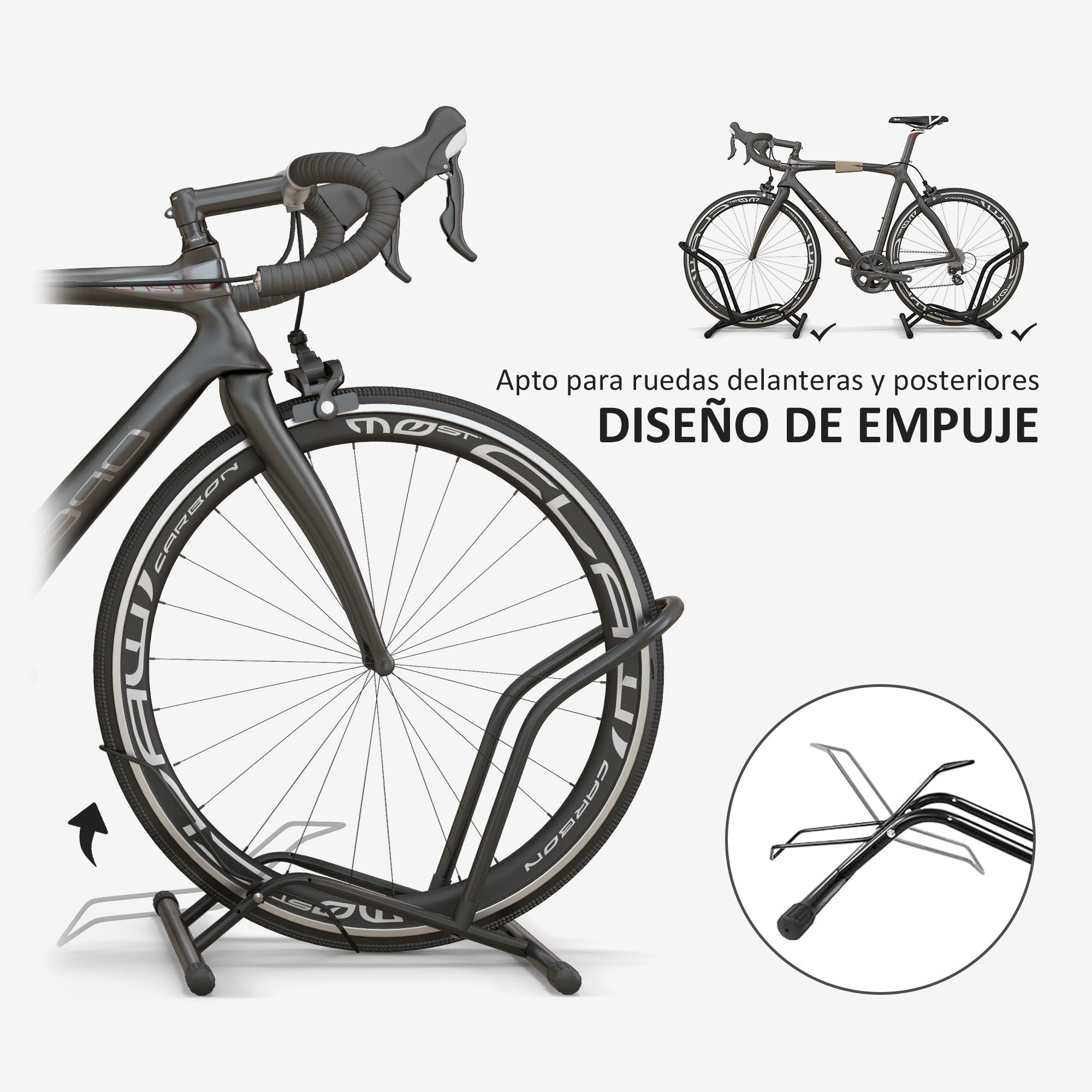 SPORTNOW Bike Parking Rack Steel Bike Stand Floor Bike Rack Portable for Indoor and Outdoor Use 59x41x38 cm Black