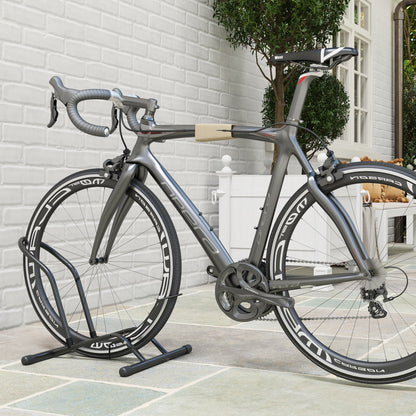 SPORTNOW Bike Parking Rack Steel Bike Stand Floor Bike Rack Portable for Indoor and Outdoor Use 59x41x38 cm Black