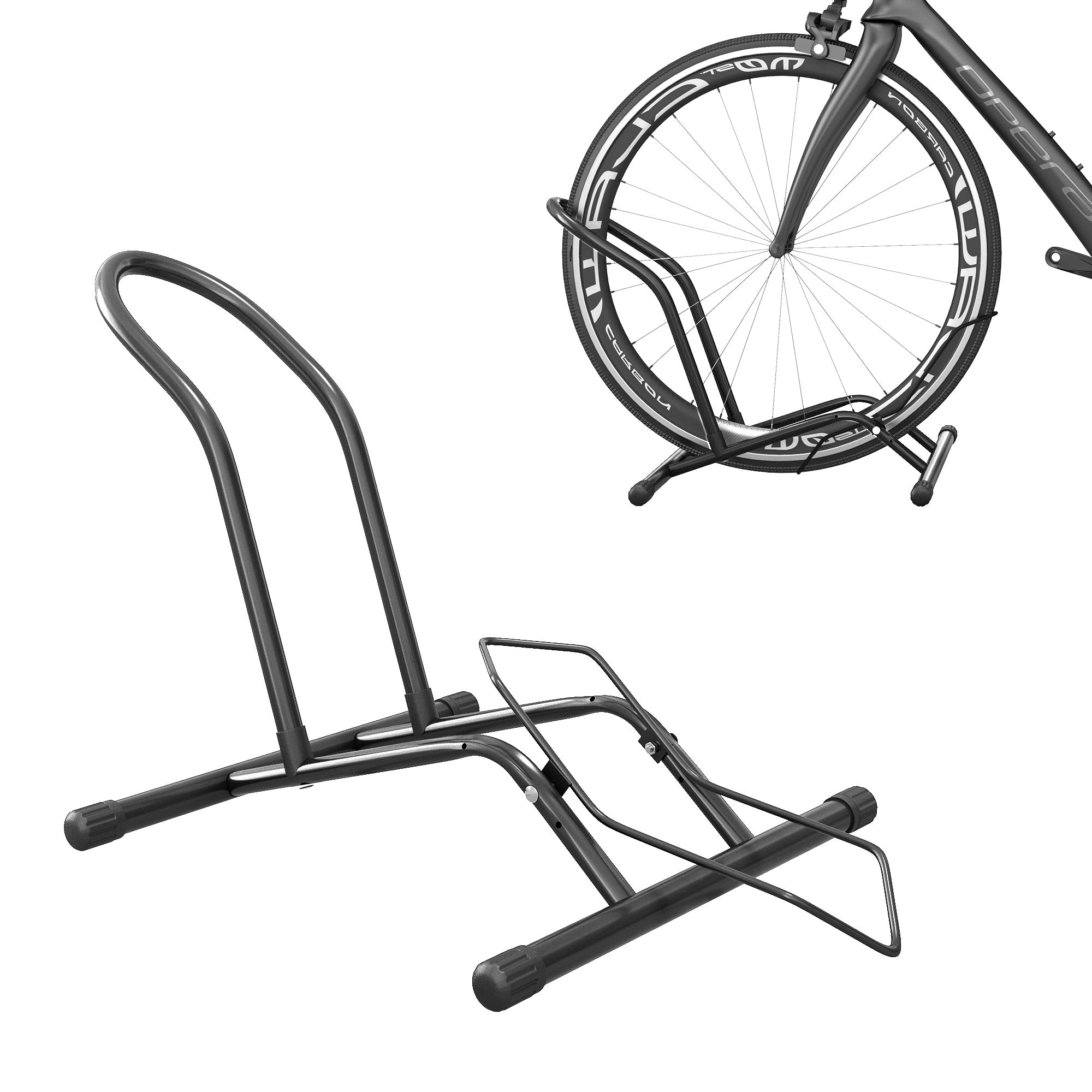 SPORTNOW Bike Parking Rack Steel Bike Stand Floor Bike Rack Portable for Indoor and Outdoor Use 59x41x38 cm Black