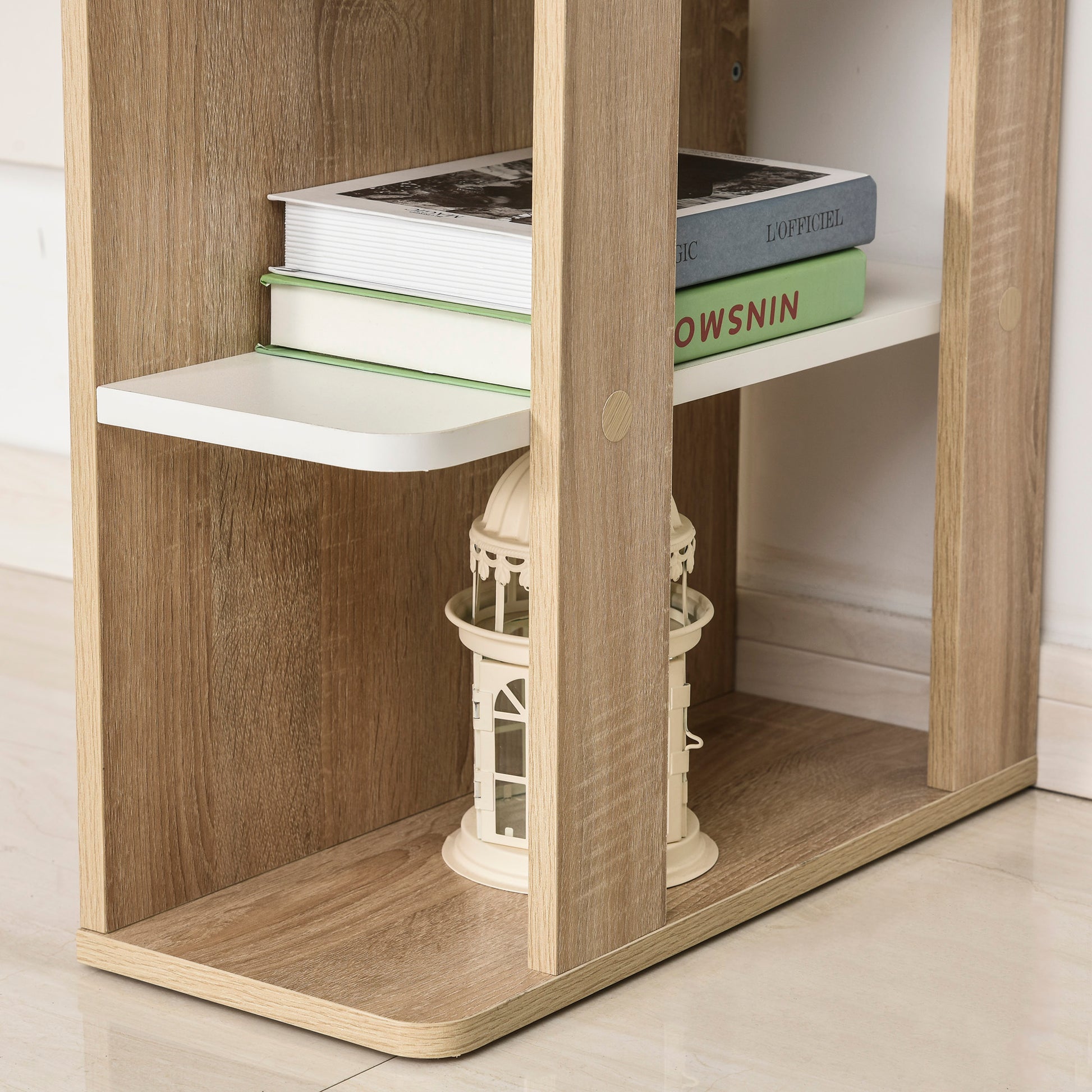 2-in-1 Desk with 3-Level Shelf Large Surface Storage Space Office Desk Bedroom Study 100x55x74 cm Wood