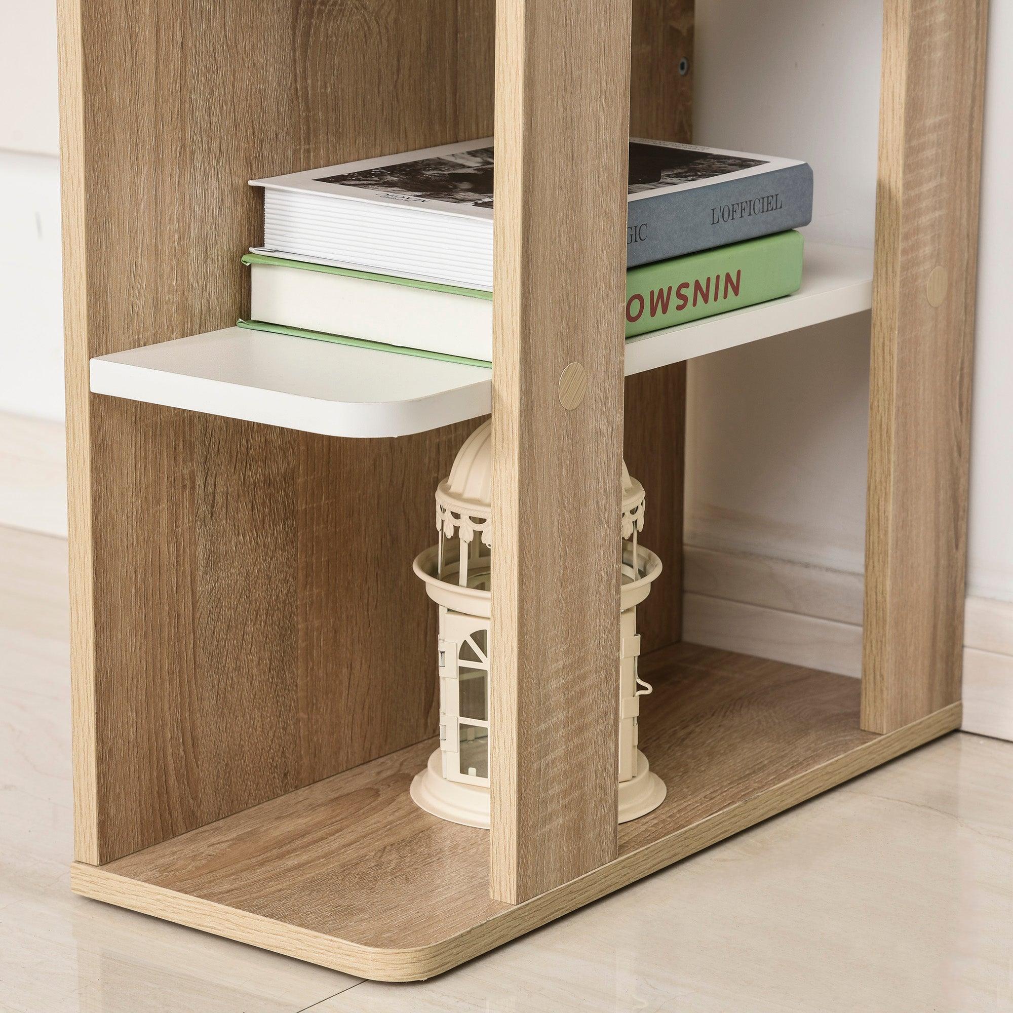 2-in-1 Desk with 3-Level Shelf Large Surface Storage Space Office Desk Bedroom Study 100x55x74 cm Wood