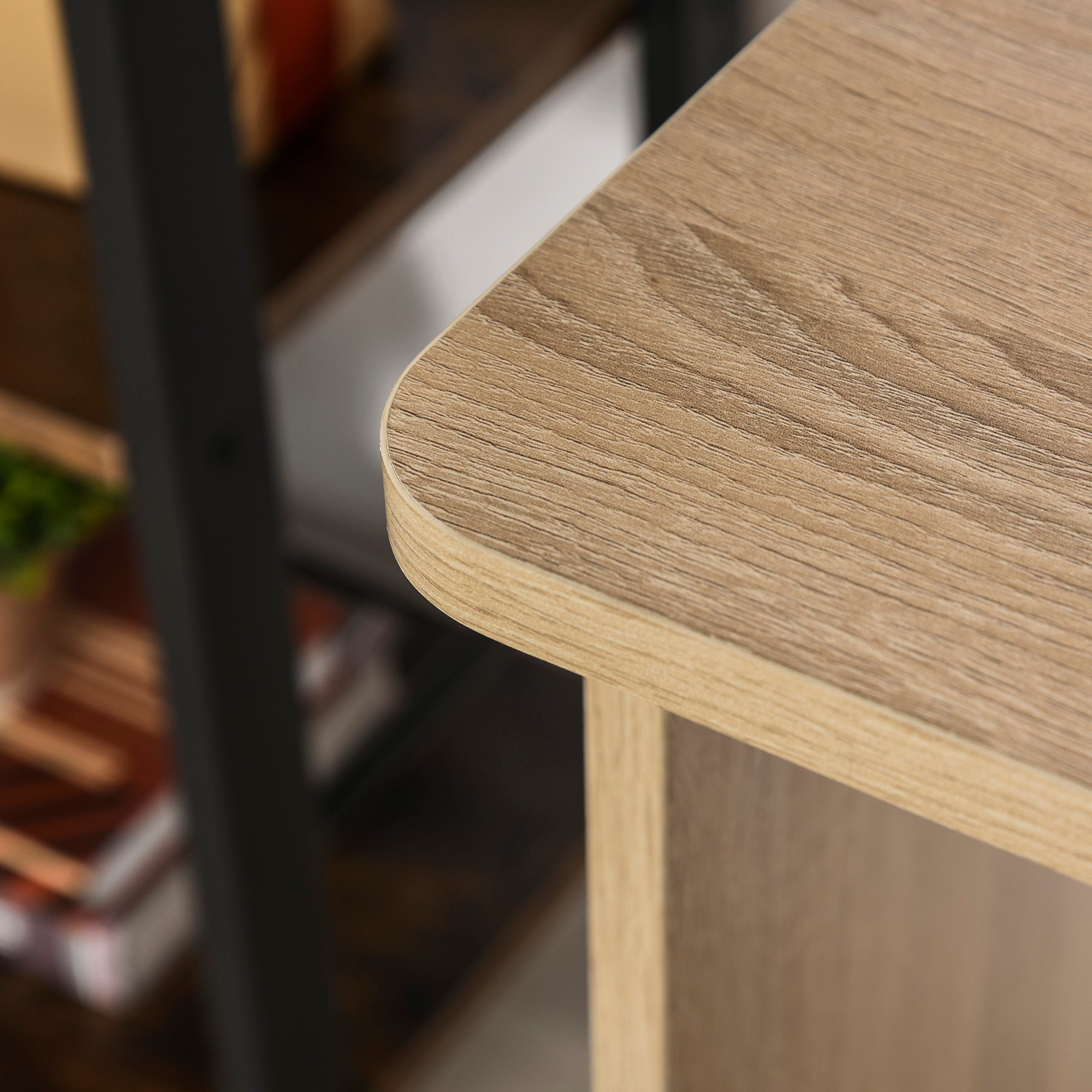 2-in-1 Desk with 3-Level Shelf Large Surface Storage Space Office Desk Bedroom Study 100x55x74 cm Wood