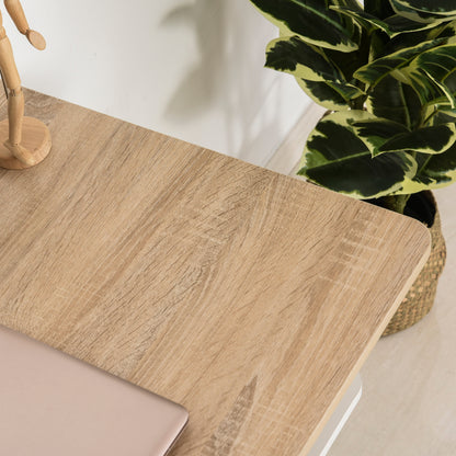 2-in-1 Desk with 3-Level Shelf Large Surface Storage Space Office Desk Bedroom Study 100x55x74 cm Wood