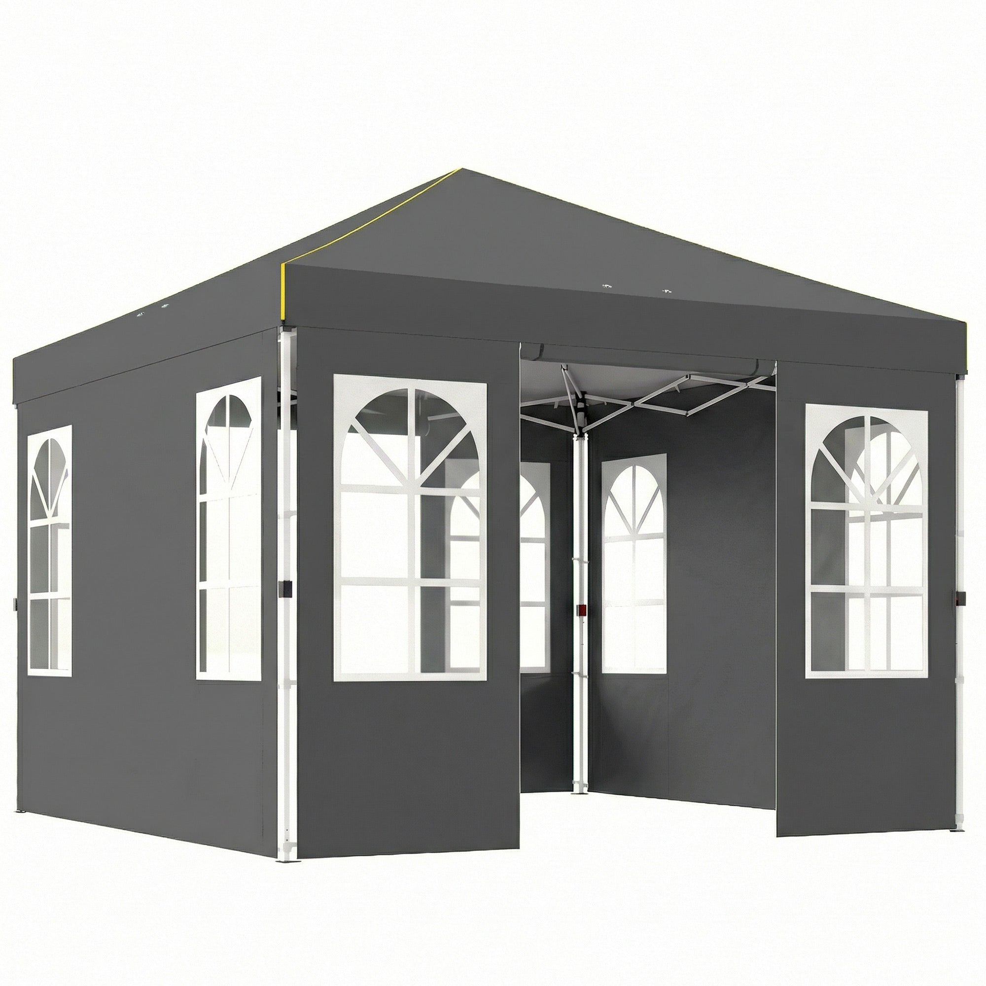 10' x 10' Waterproof Pop-Up Canopy — Foldable Garden Party Tent, Winter-Resistant, Quick-Button Setup, UV50+, Includes Sidewalls & Stability Kit