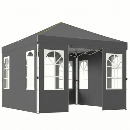 10' x 10' Waterproof Pop-Up Canopy — Foldable Garden Party Tent, Winter-Resistant, Quick-Button Setup, UV50+, Includes Sidewalls & Stability Kit