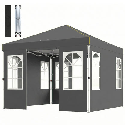 10' x 10' Waterproof Pop-Up Canopy — Foldable Garden Party Tent, Winter-Resistant, Quick-Button Setup, UV50+, Includes Sidewalls & Stability Kit