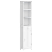 Tall Narrow Bathroom Cabinet with 1 Drawer and 3 Open Shelves Bathroom Column Modern Style for Living Room Bathroom Kitchen 34x24x170 cm White