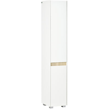 Tall Bathroom Column Auxiliary Cabinet with 5 Adjustable Shelves Multi-Purpose Cabinet for Shower Toilet Bedroom 30x33x165 cm White