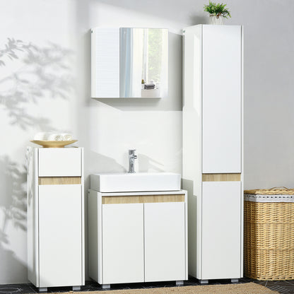 Tall Bathroom Column Auxiliary Cabinet with 5 Adjustable Shelves Multi-Purpose Cabinet for Shower Toilet Bedroom 30x33x165 cm White