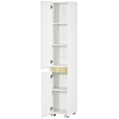 Tall Bathroom Column Auxiliary Cabinet with 5 Adjustable Shelves Multi-Purpose Cabinet for Shower Toilet Bedroom 30x33x165 cm White