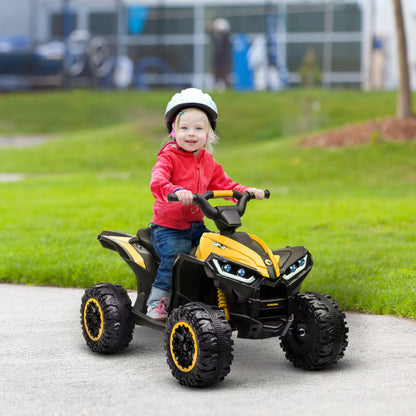 Kids Quad Electric 12V Children’s Quad with Forward, Reverse Function, Music, USB Connection, Horn, LED Headlights 3-6km/h Electric Quad for Kids 3-5 Years Yellow