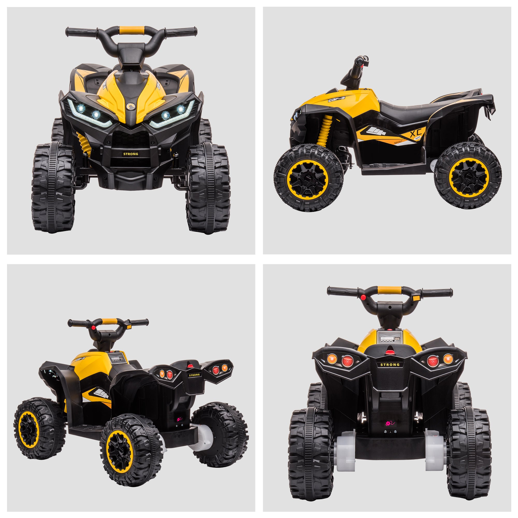 Kids Quad Electric 12V Children’s Quad with Forward, Reverse Function, Music, USB Connection, Horn, LED Headlights 3-6km/h Electric Quad for Kids 3-5 Years Yellow