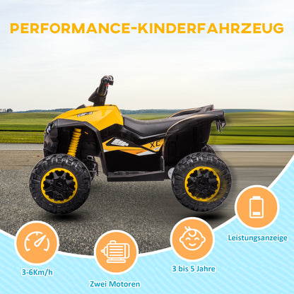 Kids Quad Electric 12V Children’s Quad with Forward, Reverse Function, Music, USB Connection, Horn, LED Headlights 3-6km/h Electric Quad for Kids 3-5 Years Yellow