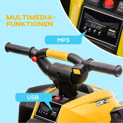 Kids Quad Electric 12V Children’s Quad with Forward, Reverse Function, Music, USB Connection, Horn, LED Headlights 3-6km/h Electric Quad for Kids 3-5 Years Yellow