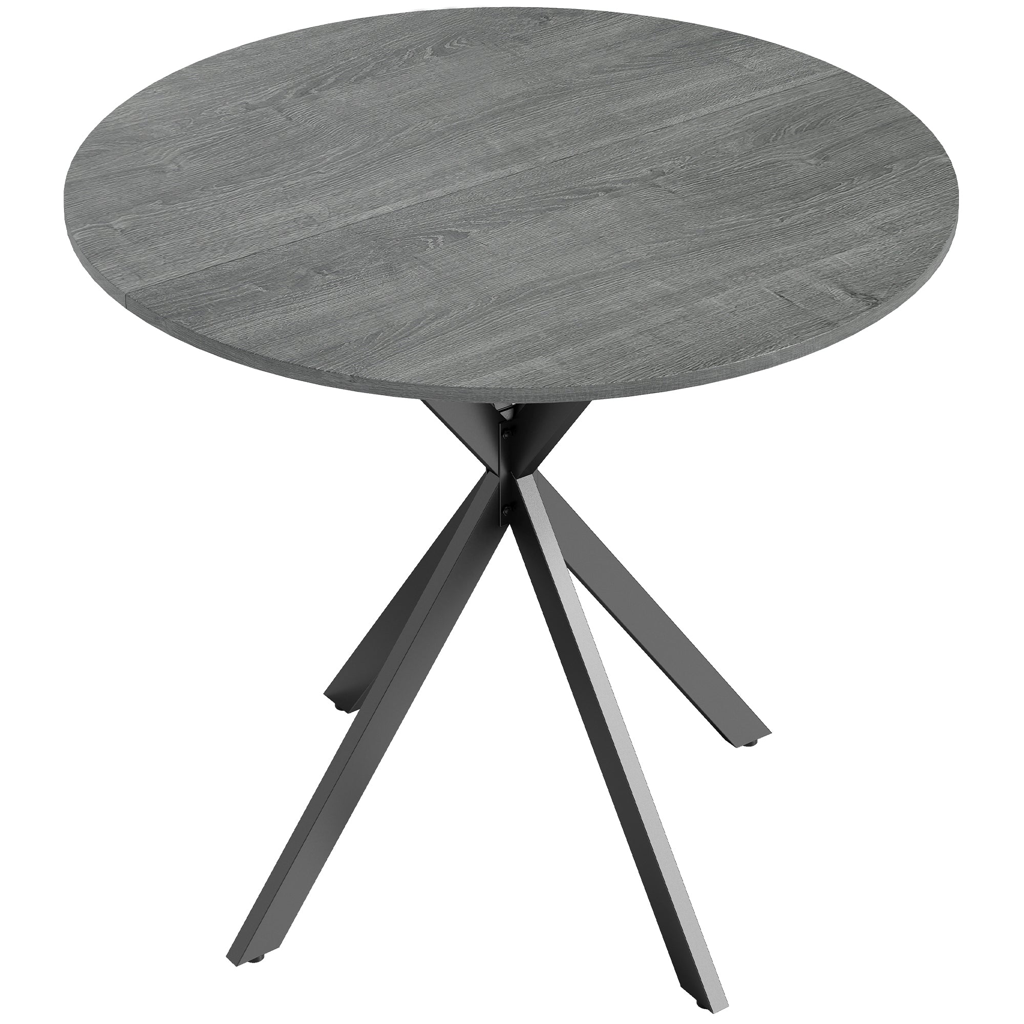 Round Dining Table, 31.5 in Diameter, Industrial-Style Steel X-Legs, Kitchen/Dining/Home Office, Gray