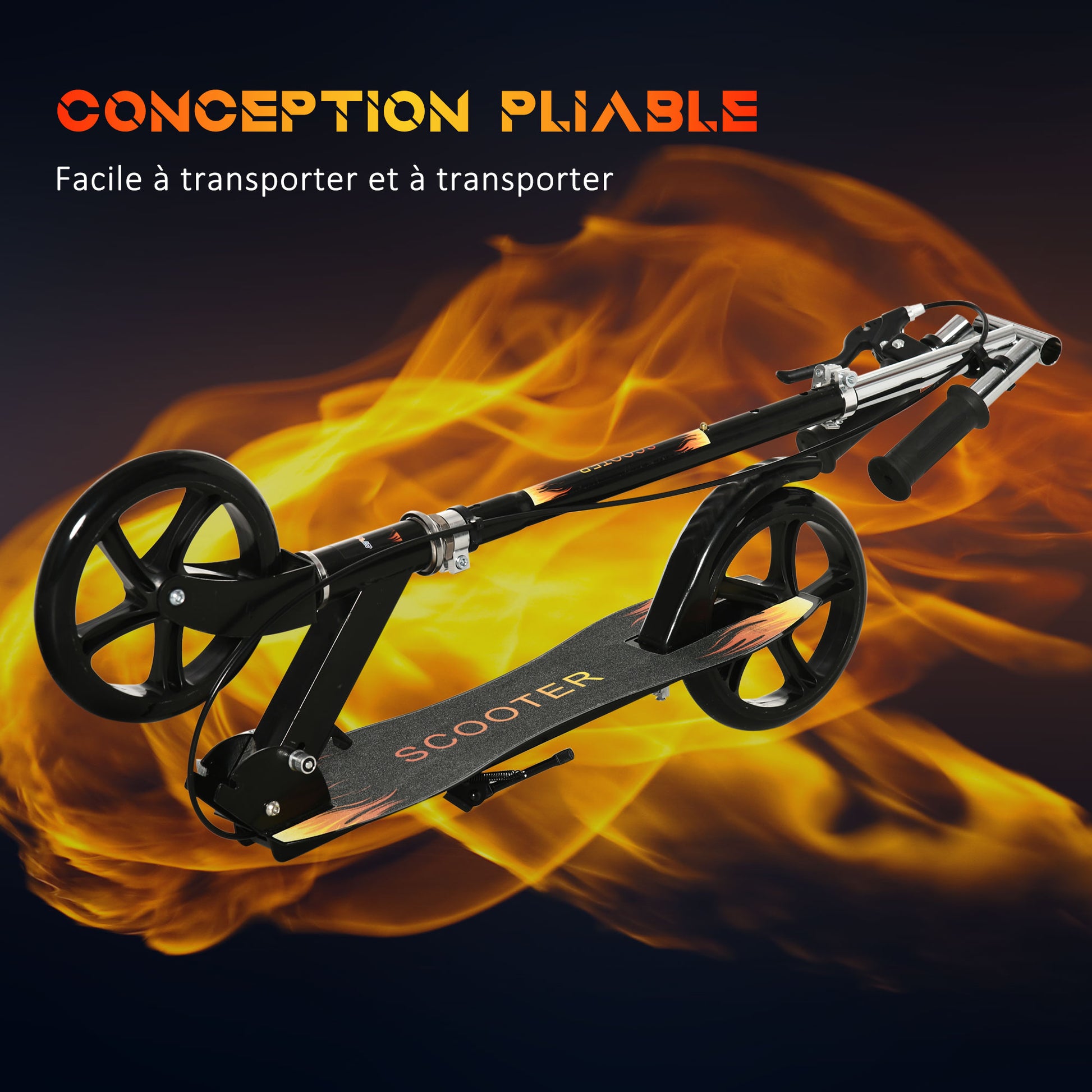 2-Wheel Foldable Scooter for Kids Age 7-14 with Adjustable Handlebar at 3 Levels and Dual Brake - Black