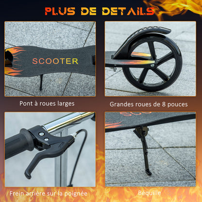 2-Wheel Foldable Scooter for Kids Age 7-14 with Adjustable Handlebar at 3 Levels and Dual Brake - Black