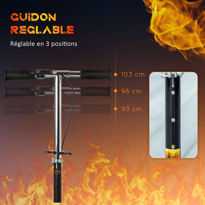 2-Wheel Foldable Scooter for Kids Age 7-14 with Adjustable Handlebar at 3 Levels and Dual Brake - Black