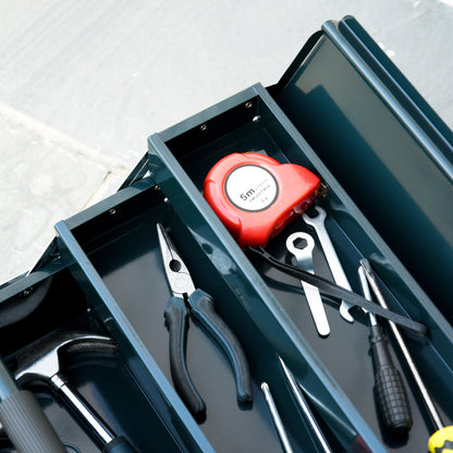 Tool Box Toolbox Assembly Tool Chest Empty Space-saving with 5 Compartments Foldable Stable Steel (SPCC) Dark green 45 x 20 x 34.5 cm